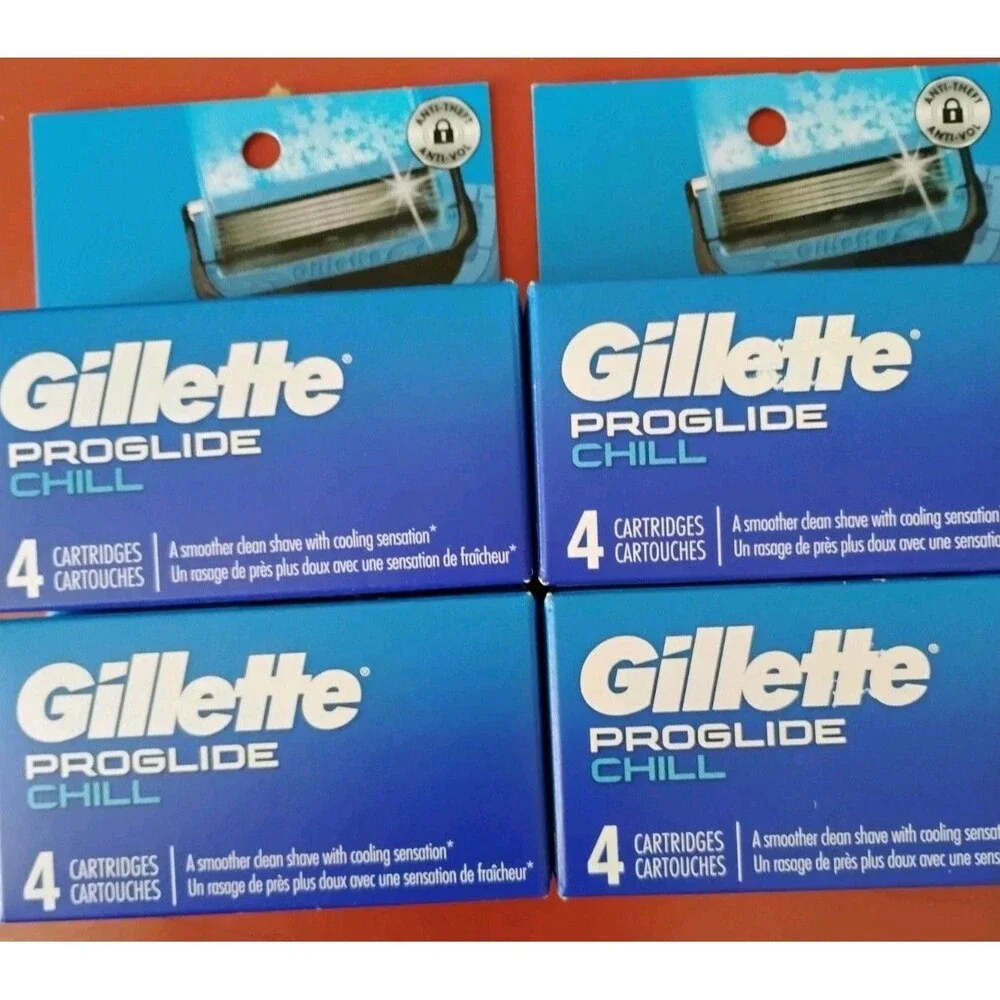 Lot of 4 Gillette ProGlide Chill Razor Blade Refills 4ct Packs 16 Blades Total